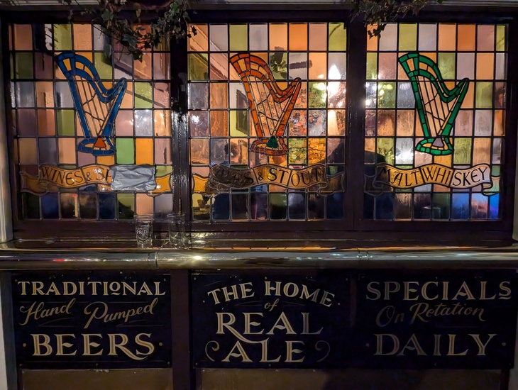 Stained glass with harps