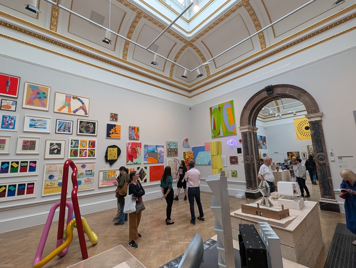 People perusing the Summer Exhibition