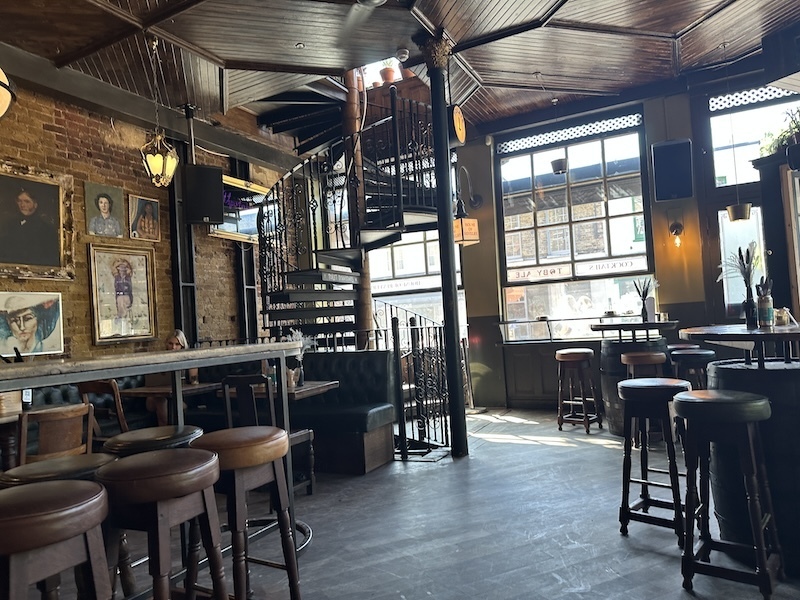 Spiral staircase at cat and mutton hackney