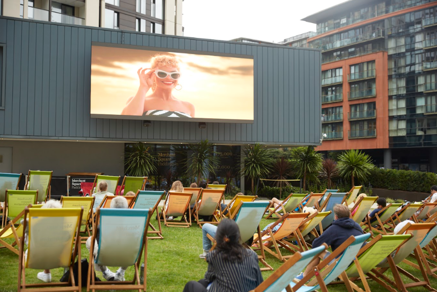 Free and cheap London events: people sitting in deckchairs at a free open air film screening