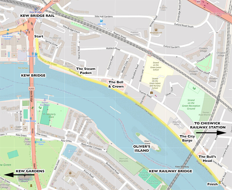 A map of strand on the green and the thames