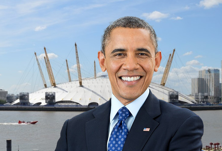 Obama in front of the O2
