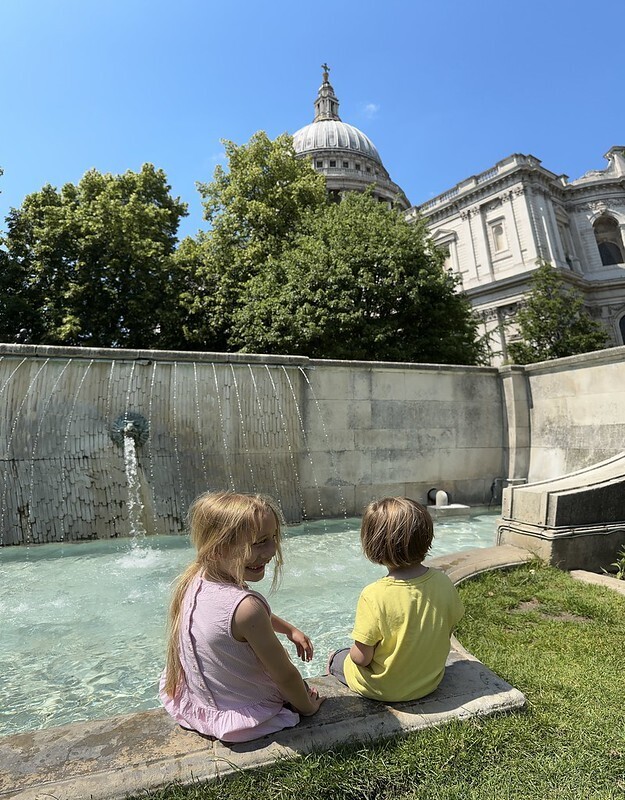 Paddling in a pool near St Paul's