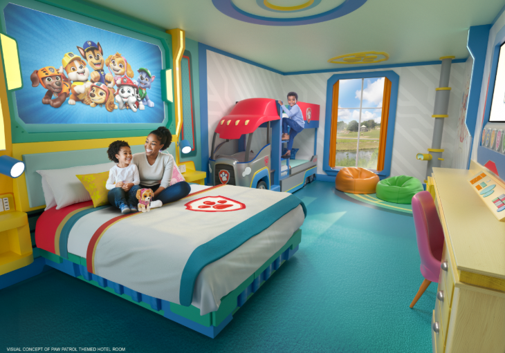 A mock-up of a Paw Patrol themed hotel room