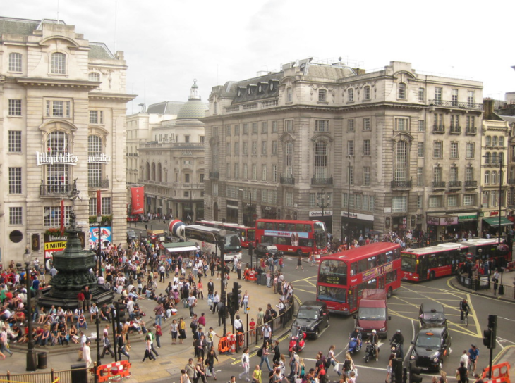 Aerial view of Piccadilly Circus