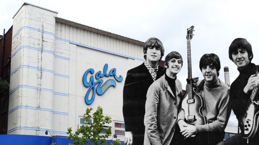 The Beatles in front of a Gala Bingo