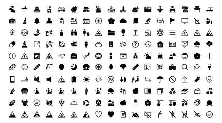 Things to do today in London: a black and white image of many Japanese pictograms