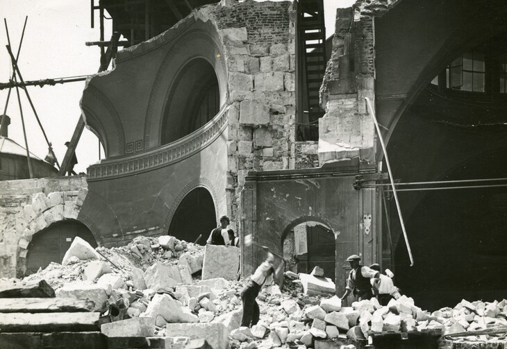 The bank being demolished