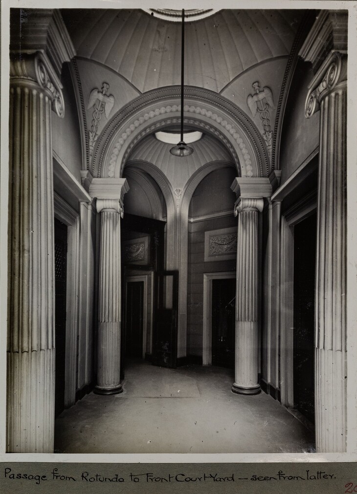 Passage leading from the front courtyard to the Rotunda, 1920s.