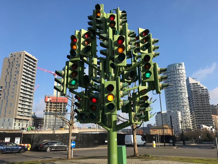 A ludicrous jumble of traffic lights