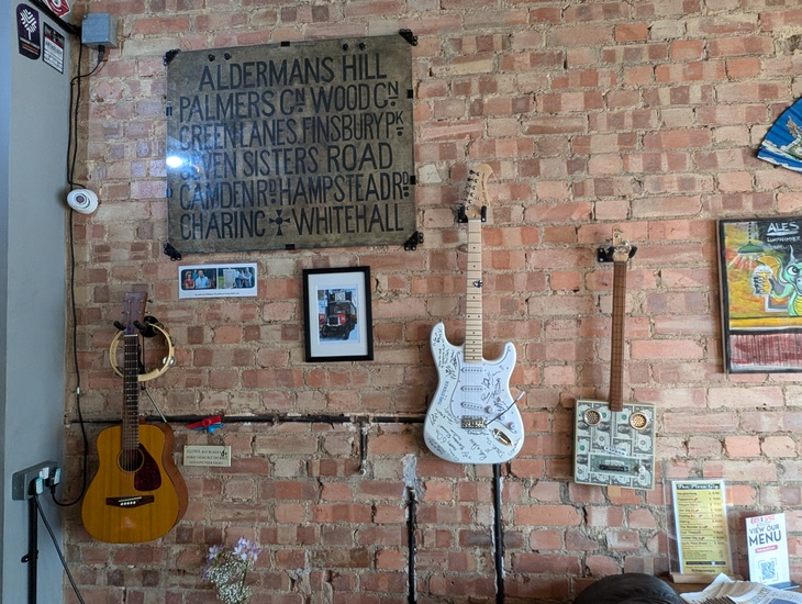 Guitars on the brick wall