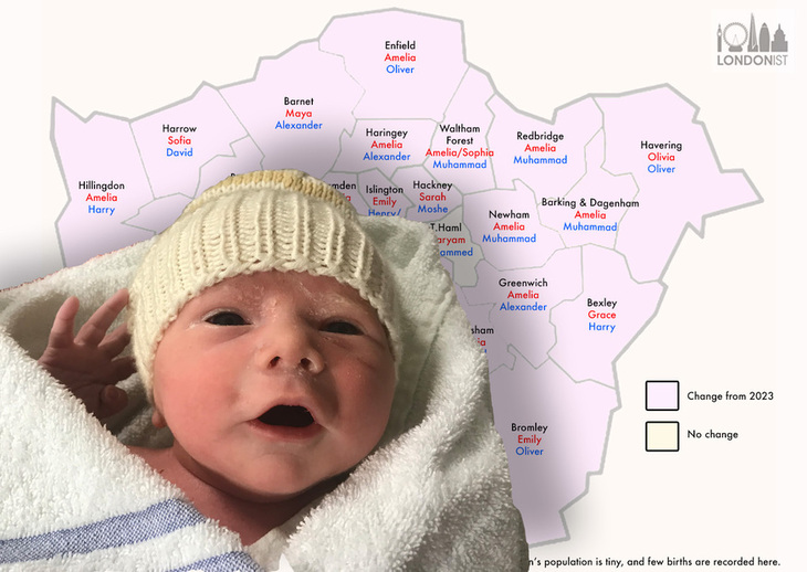 A map of baby names in london by borough