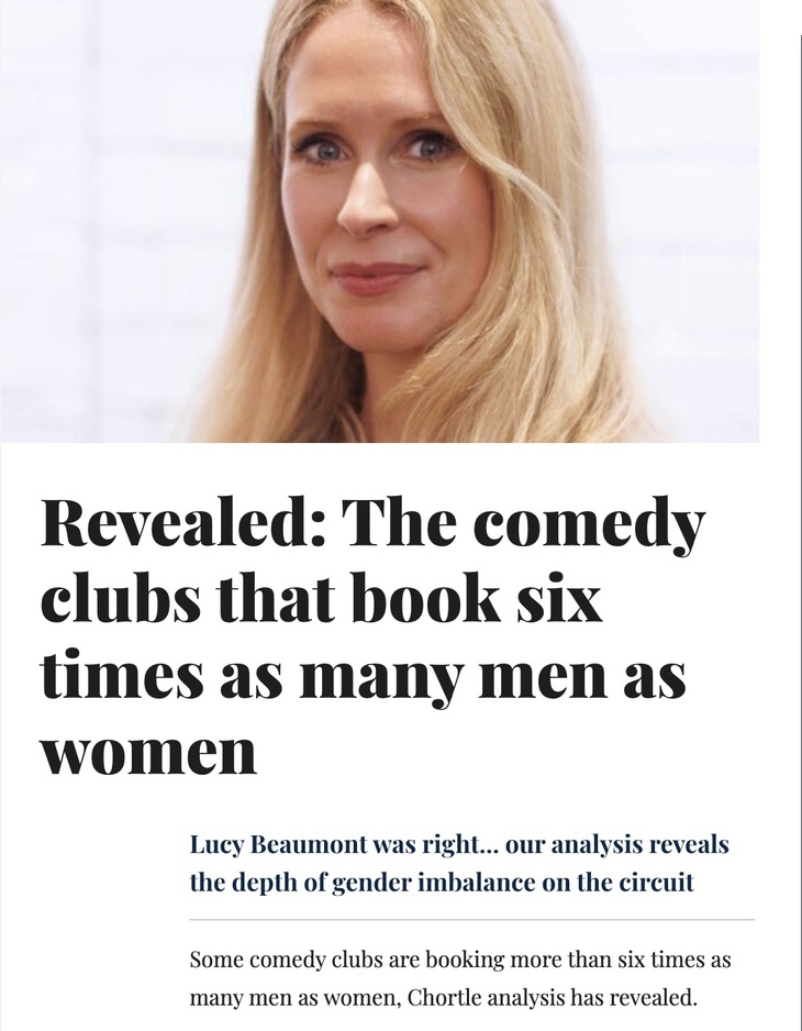 A Chortle headline about venues giving preferential treatment to men