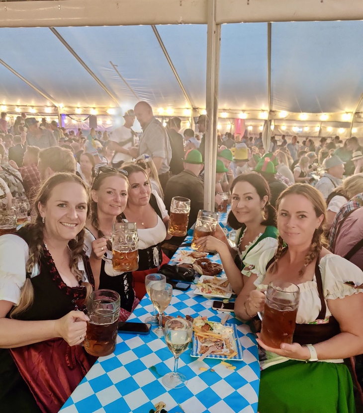 People enjoying beers at the festival