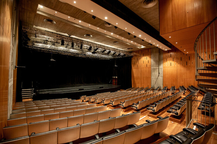 A wood panelled auditorium