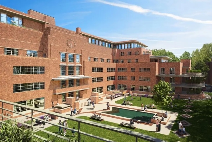 A mock up of the new building, with pool out the front