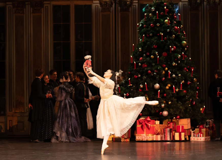 Christmas shows London 2025: A ballerina dancing in front of a Christmas