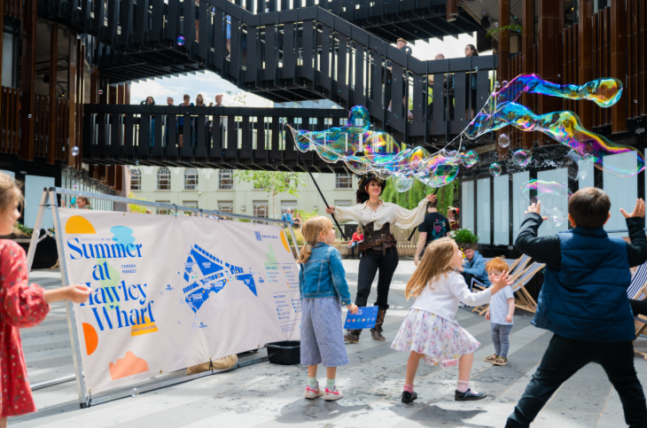Free and cheap London events: children playing with bubbles in Camden Market