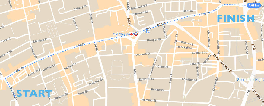 A google map of the route of james parrot
