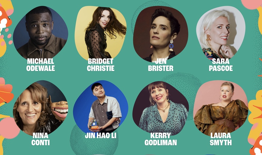A lineup of comedians