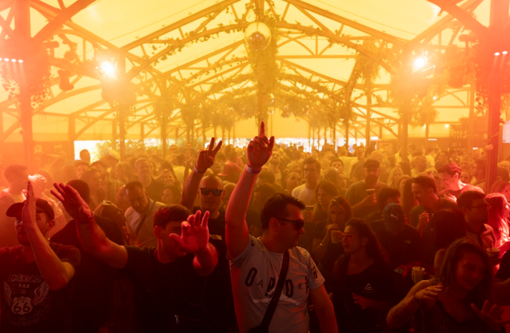 Halloween 2025 events and parties London: people dancing inside a marquee