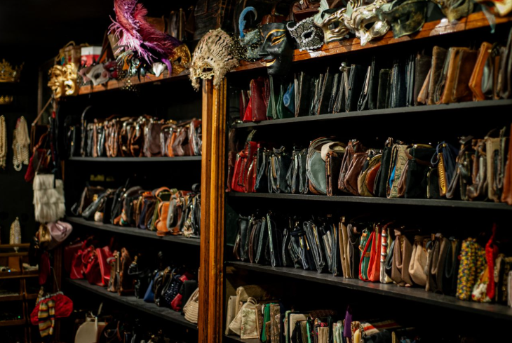 September 2025 events in London: handbags lined up on shelves inside a costume cupboard