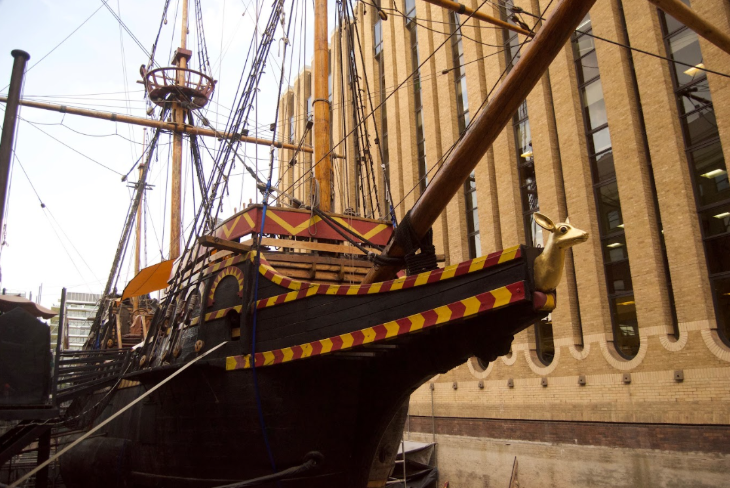 Things to do in London today: the exterior of the Golden Hinde in its dry dock