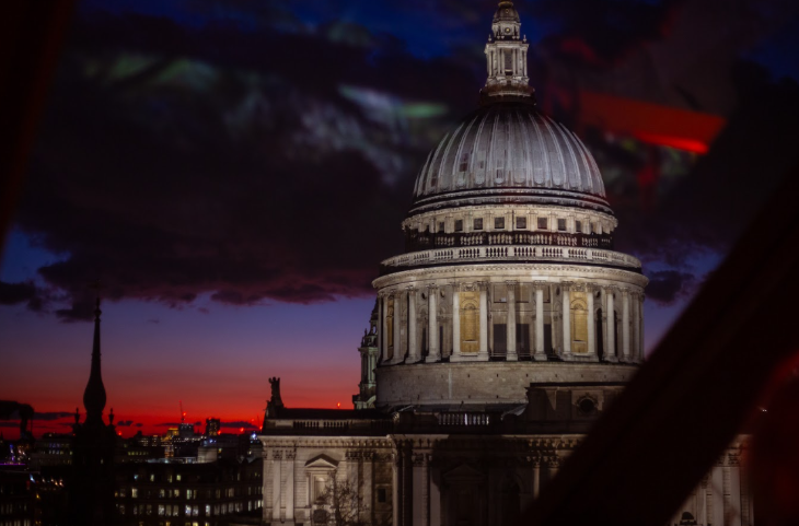 Things to do in London today:  the dome of St Paul's Cathedral at dusk
