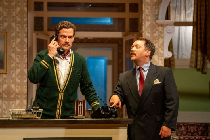 September 2025 events in London: an actor on the phone playing the role of Basil Fawlty