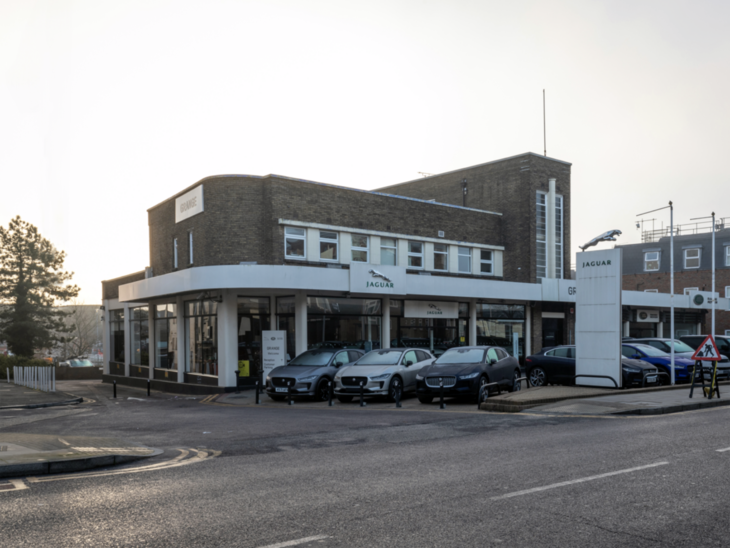 A brick, deco style garage