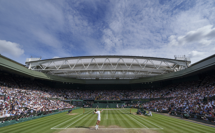 A player serving on Centre Court