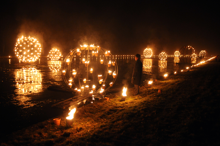 Fiery structures on the river 