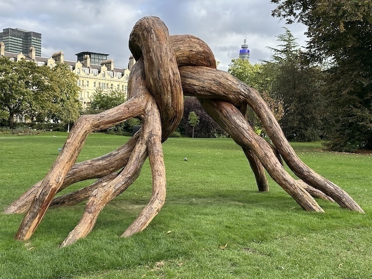 A twisty, gnarled looking tree sculpture