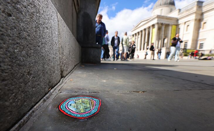Chewing gum art outside the National Gallery