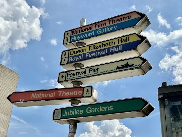 Chunky signs on the South Bank, dating from the 1970s/80s