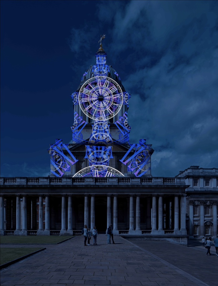 Clock-like projections on the Royal Naval College