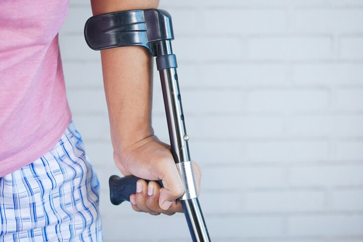 Someone with crutches