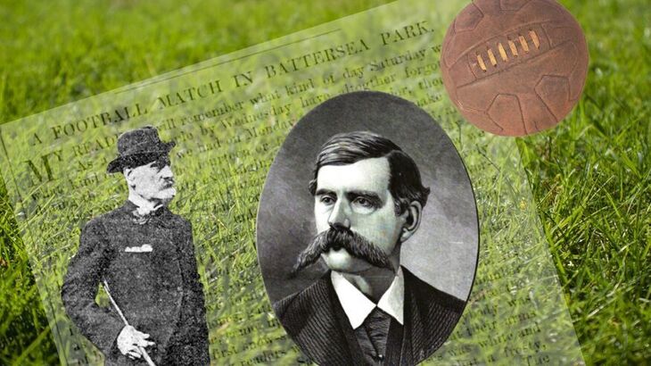 A montage of the first football match