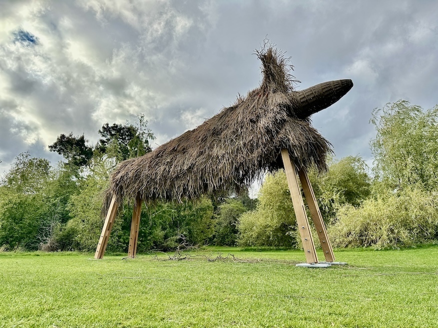 A giant thatched dog