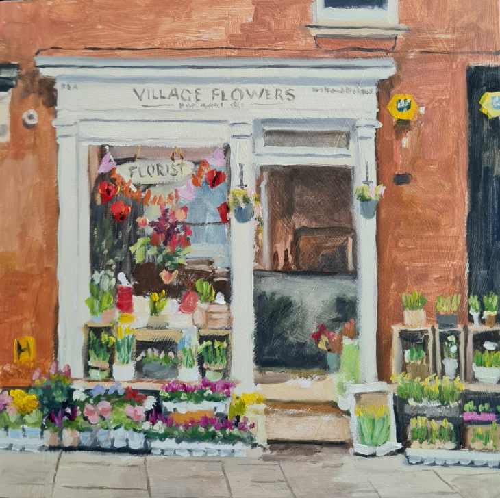 Free things to do in London: a painting of the exterior of a florist shop