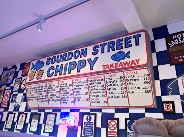 Free things to do in London: a chip shop menu board made from felt