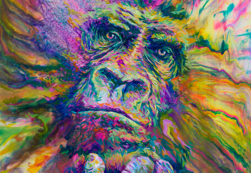 Free events London:  a painting of a gorilla's face