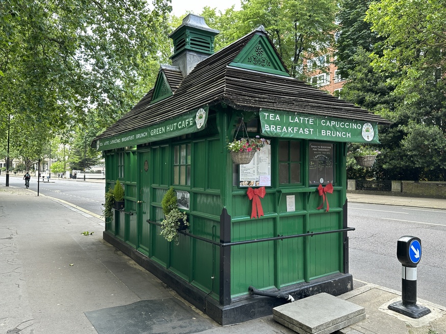 A green cabbie's hut