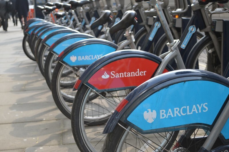 A selection of hire bikes from barclays and santander