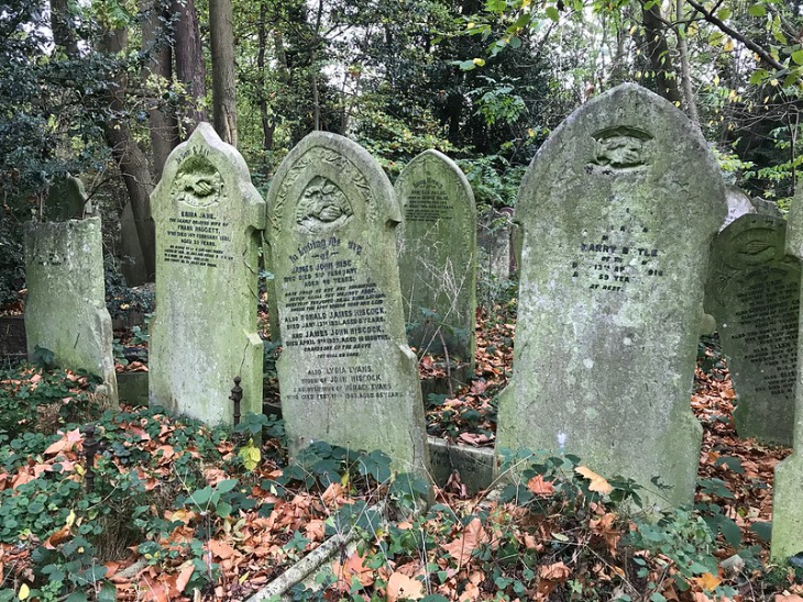 Things to do today in London: wonky headstones in a cemetery