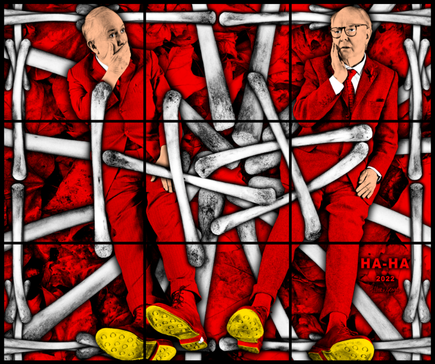 Things to do in London in October 2025: a stained glass style Gilbert and George artwork
