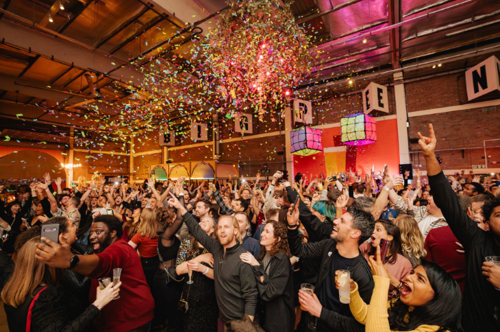 What's on today in London: confetti falling onto party crowds inside Big Penny Social