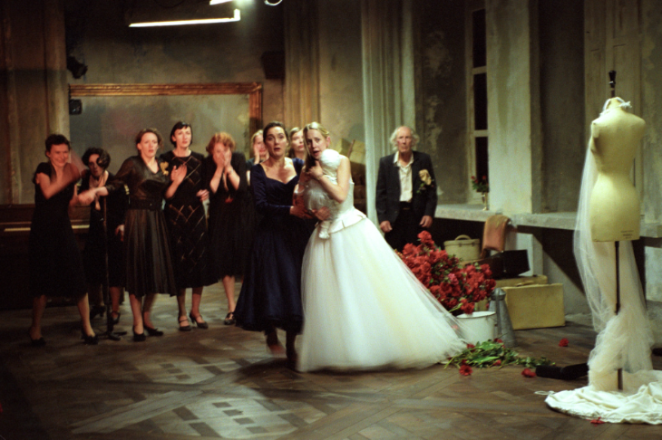 Things to do in London today:  a woman in a wedding dress and several other people looking at a mannequin in shock