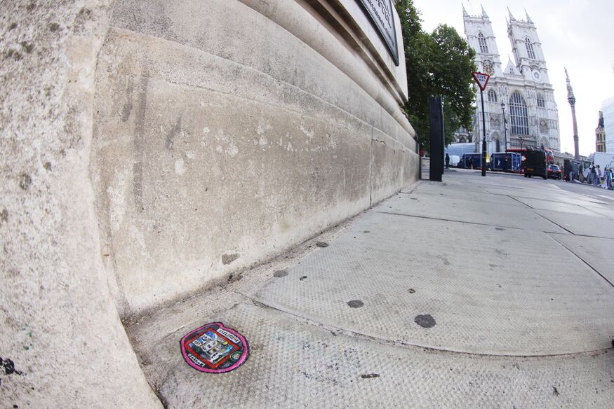 A tiny artwork on the pavement near Westminster Abbey