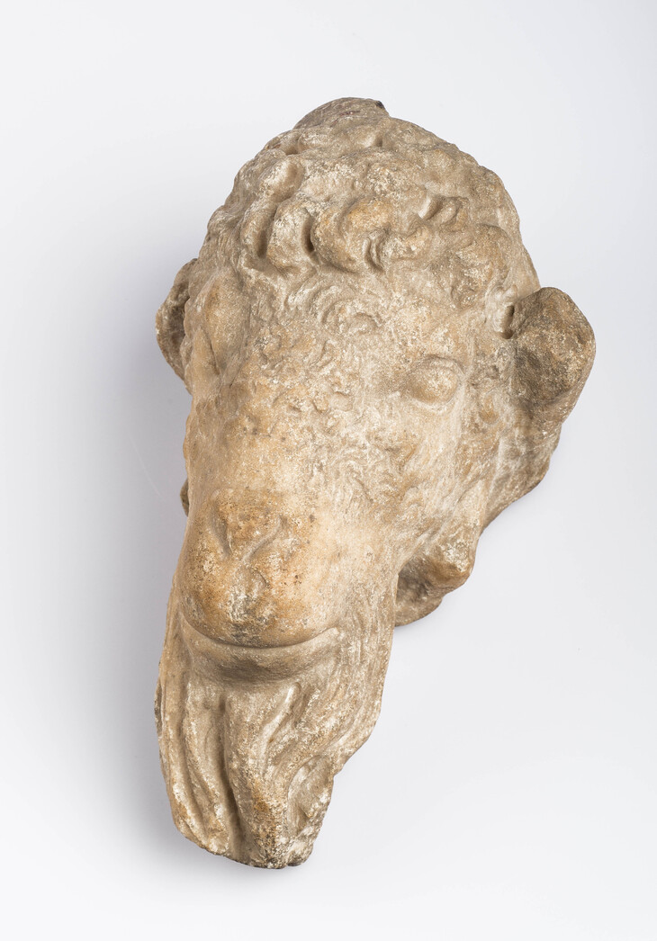 A marble goat's head